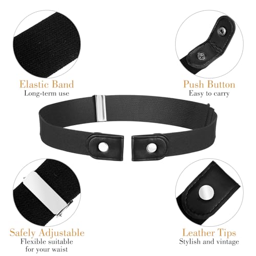 4PCS No Buckle Stretch Belts Adjustable Elastic Stretch Belts Buckless Invisible Waist Belt for Jeans Pants3