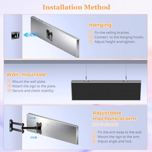 Image of P1.86 Ultra-Thin Programmable LED Sign, 25.2 inch x 6.3 inch Full Color Digital Display with APP & PC Control, DIY Text Image Video Editing High-Resolution GOB LED Advertising Screen for Business
