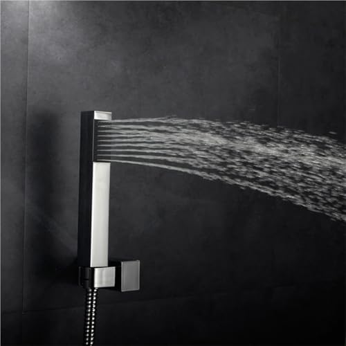 Pommeau de douche laiton robuste carré blanc fini chrome sans fuite - 4