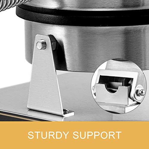 Vbenlem Commercial Round Waffle Maker Nonstick 1100W Stainless Steel 110V Temperature And Time Control, Suitable For Restaurant Bakeries Snack Bar Family, Non-Rotated #TOP5