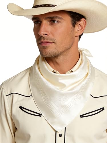 Image of 35 inch Men's Large Square Jacquard Scarf - Cowboy Wild Rugged Style, With Gift Packed
