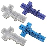 2Pcs Cross Freshie Molds, Blessed and Faith Cross Pendant Car Freshie Molds, Large Oven Safe Silicone Molds for Freshies, Freshies Supplies Molds for Baking Aroma Beads, Resin, DIY Gifts, Home Decor