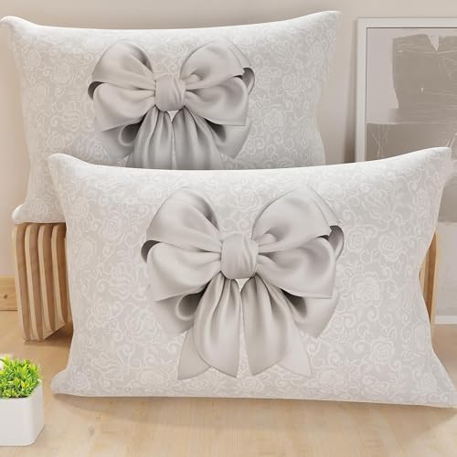 PETTI Artigiani Italiani - Par de Fundas de Almohada 40x145 cm, Pareja de Funda de Cojín Lazo Gris, 100% Microfibra Hipoalergénica, Paquete de 2, Made in Italy