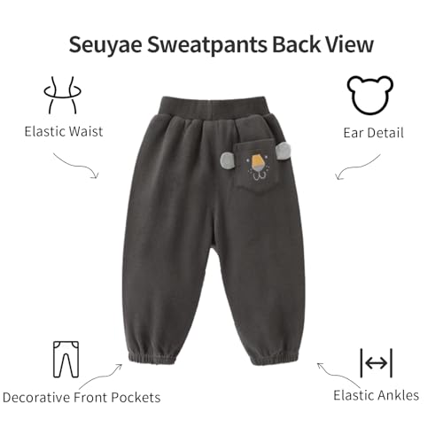 Baby Boy Elastic Waist Animal Embroidered Pocket Sweatpants Cuffed Ankles Spring2