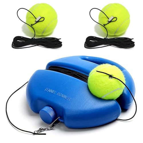 Tennis Ball Training Baseboard Tennis Trainer Rebound Ball with String Solo Tennis Practice Rebounder for Backyard Court Garage Self Tennis Training Equipment Set for Adult Beginner (A)