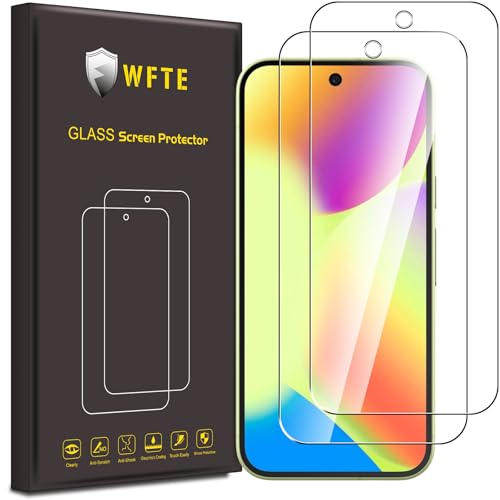 WFTE 2-Pack Tempered Glass for Google Pixel 10/10 Pro/Pixel 11/11 Pro Screen Protector 9H Hardness Anti-Scratch Anti-Fingerprint Bubble-Free HD Clear Protective Film for Pixel 10/11 Case Friendly