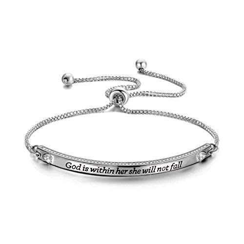 CENWA Christian Gift Religious Bracelet Jewelry 46:5 God is Within Her She Will Not Fall Zircon Bracelet Bible Verse Bracelet Gift