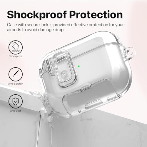 Image of Meyaar for AirPods Pro 3 Case, Clear Magnetic Automatic Lock Cases with Phone Stand with Keychain Case for Airpod Pro 3 for Men & Women (Clear)