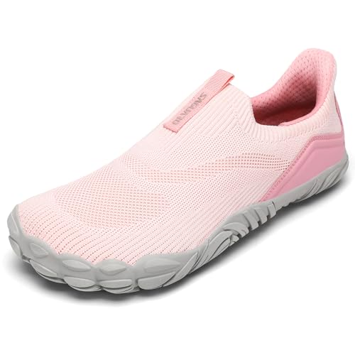 SAGUARO Barfuss Schuhe Damen Herren Barfußschuhe Minimalschuhe Barfuß Sneaker rutschfest Sommerschuhe Leichte Walkingschuhe Bequeme Barfusslaufschuhe mit Breiter Zehenbox für Arbeit Rosa Gr.38