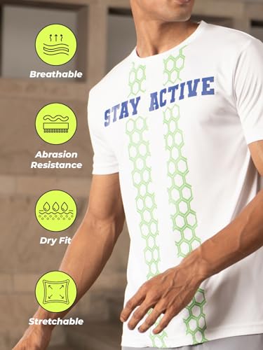 Image of FitMonkey Sports Crew Neck Stretchable Dry Fit T Shirt | Regular Fit T Shirt for Men |Sport T Shirt for Men | Quick Dry Technology with Moisture Control |Breathable & Lightweight