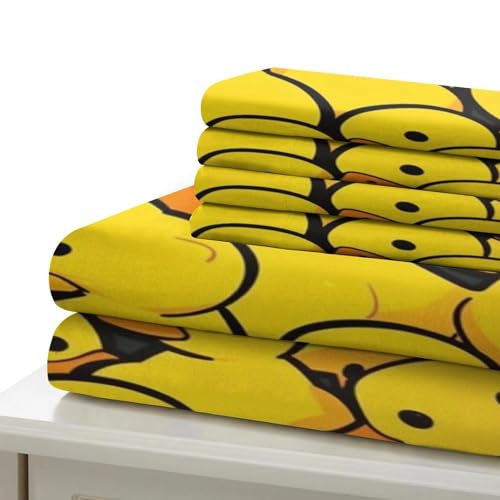 Housse de couette canetons infroissable avec fermeture éclair pour lit simple 135x200