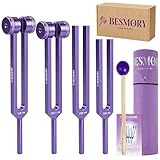 Tuning Forks for Healing Set — Includes 4 Frequency Tuning Forks (128Hz, 136.1Hz, 256Hz, 384Hz) and Reflex Hammer, Sound Healing Instruments for Chakra Sound Therapy, Yoga & Meditation Accessories