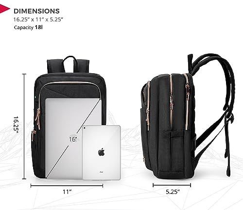 Swissdigital Design Katy Rose Women's Backpack Black With Rose Gold Zippers College Travel Laptop Backpack (15.6 Inch, Katy Rose Backpacks, Black) #TOP2