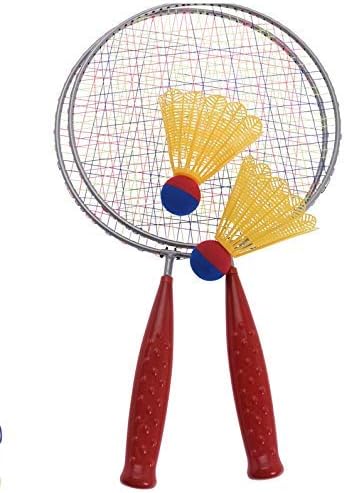 Badminton Set of 2 Rackets & 2 Shuttlecocks Large Bats (Red)