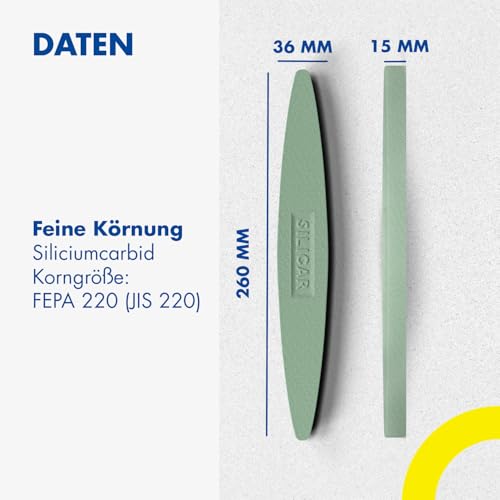 Zische Sensenwetzstein Silicar Blaumarke 260x36x15 mm - Schleifstein für Sensen und Sicheln schärfen - Schärfstein aus Siliciumcarbid mit Körnung F220