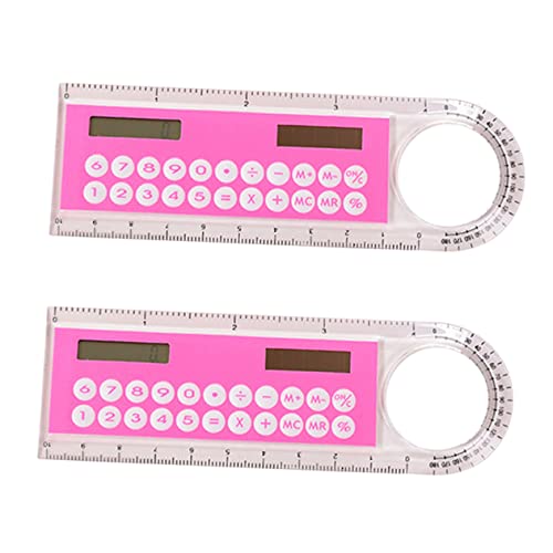 Parliky 2pcs 10cm Ruler Calculator Kids School Office Stationery Cute Mini Digital Calculator Kawaii Appearance Random Color