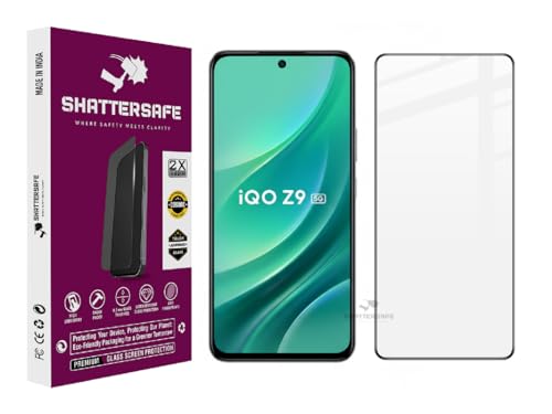 Image of Shattersafe Oleophobic Tempered Glass Screen Protector Compatible For IQOO Z9 5G [Pack of 1]. Edge To Edge Full Screen Protection With Easy Installation Kit & Case Friendly Fit.