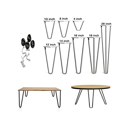 Autofather Estructura de mesa de metal, 4 patas de horquilla, patas de mesa, patas de muebles, patas de mesa intercambiables, patas de armario para cómoda, mesa de comedor, escritorio (28 pulgadas, 3
