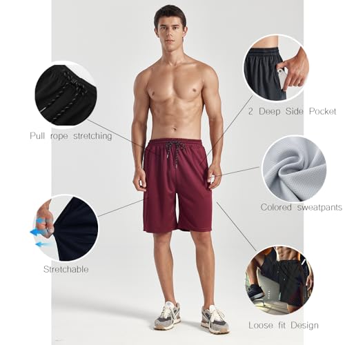 ZH Men's Athletic Shorts with Pockets and Adjustable Elastic Waistband - Quick-Dry Activewear4