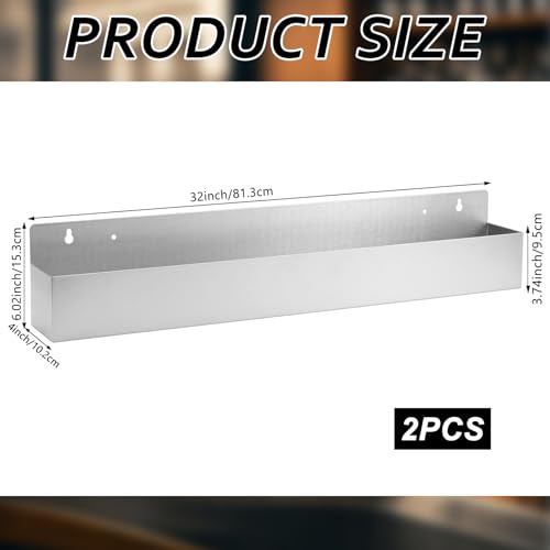 Image of 2 PCS 32 Inch Single Speed Rail Stainless Steel Liquor Bottle Holder Wall Mounted Spray Bottle Rack Drink Rail Shelf for Bars, Restaurants