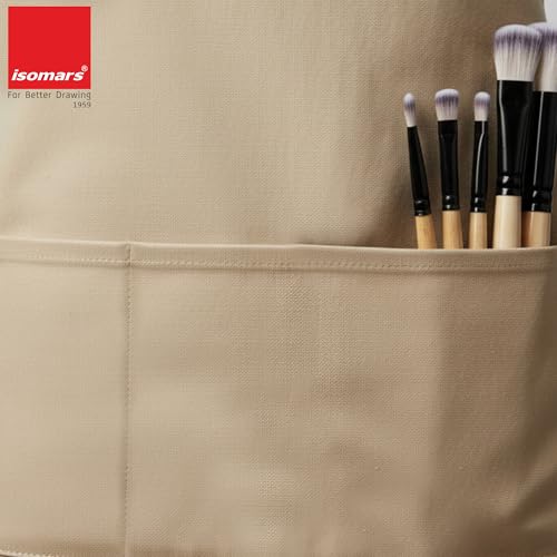 Image of Isomars Painter's Apron - Grey Canvas Art Apron for Artists, Painters, Students & Crafters - Size: Regular - 23.5 inch x 24.5 inch