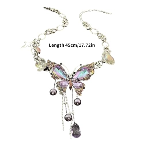 Collier papillon chaîne réglable anti-inconfort avec frange dynamique fluide - 3