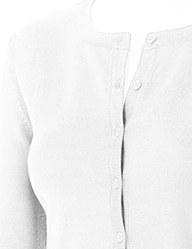 Image of Women's 3 /4 Sleeve Crew Neck Button Down Stretch Knit Cardigan Sweater (S-3XL)