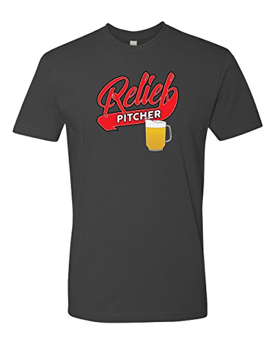 Panoware Men's Beer T-Shirt | Relief Pitcher, Heavy Metal, X-Large