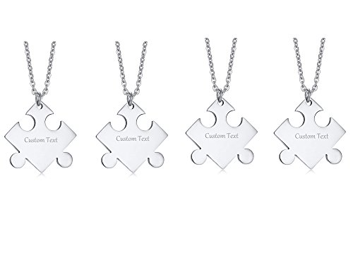 VNOX Free Engraving-Stainless Steel Puzzle BFF Necklace Set for Best Friend Bridesmaid,4 Piece