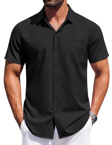 COOFANDY Mens Short Sleeve Dress Shirts Button Down Shirts Regular Fit Business Casual Shirt with Pocket