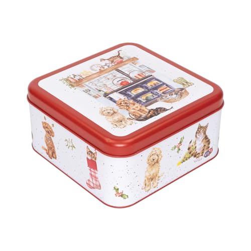 Wrendale Designs - Country Kitchen 'Dog and Cat Boîte carrée en étain Motif chien et chat