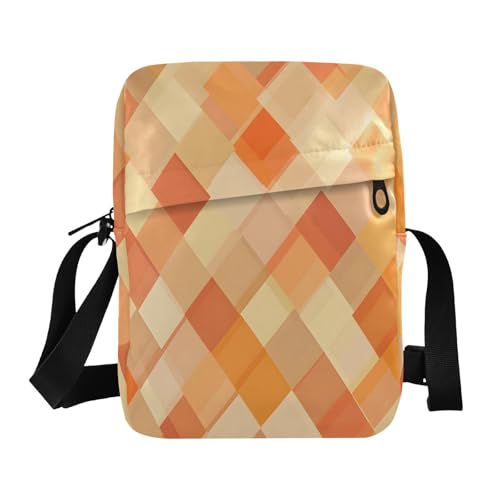 mens messenger bag crossbody Small Crossbody Bags For Women Shoulder Handbags Adjustable Strap for Casual Casual- Trendy Rhomboid Orange Neutral