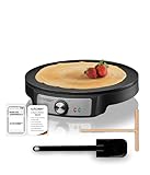 Cloer 6620 Crêpes-Maker für hauchdünne Crêpes mit 29 cm Durchmesser, inkl. Teigverteiler und Wender, Antihaftbeschichtung, stufenloser Temperaturkontrolle und Kontrolllampe, 1200 W