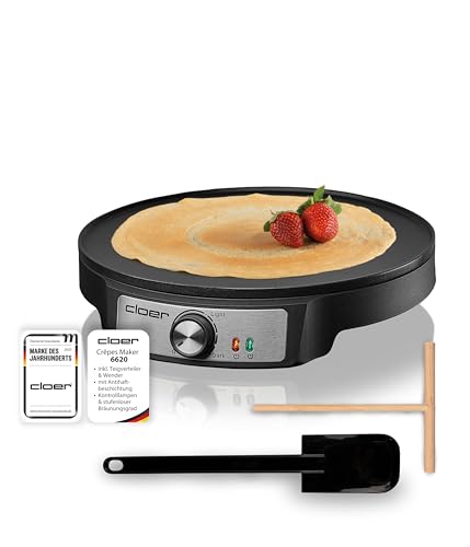 Cloer 6620 Crêpes-Maker für hauchdünne Crêpes mit 29 cm Durchmesser, inkl. Teigverteiler und...