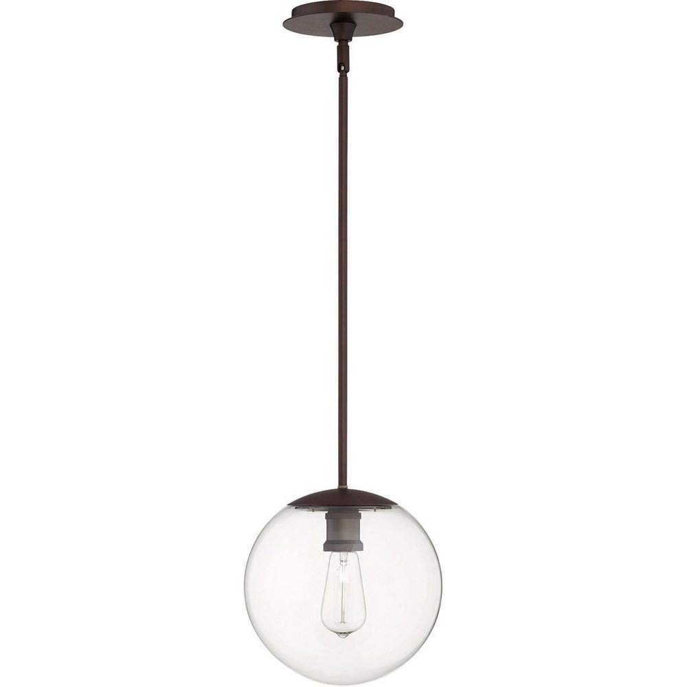 Quorum International 10" Clear Globe Pendant - Oiled Bronze - 80-10-86