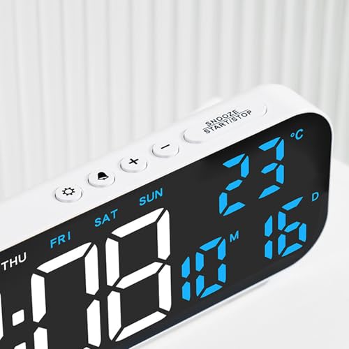 Réveil numérique LED moderne avec température et batterie USB