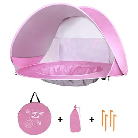 Amazon Com Kinbor Baby Beach Tent Pop Up Portable Shade Pool 50 Upf Uv Protection Sun Shelter For Infant Toys Games