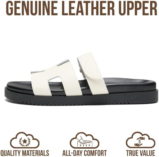 Project Cloud 100% Genuine Leather Sandals for Women Footwear - Stylish Womens Sandals with Plush & Soft Insole - Non-Slip and Water-Resistant Beach Sandals Slides for Women (Mayvy) - Image 3