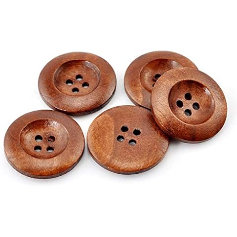 The Bead and Button Box - 10 Classic Chestnut Wooden Sewing, Knitting, crochet Buttons 25mmm by The Bead and Button Box Cover