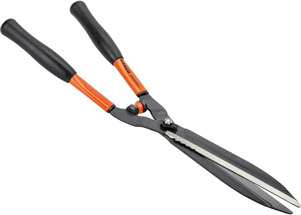 Bahco Professional Hedge Shears with Serrated Edge - Cuts 3/8" Branches for Topiary, Parks & Vineyards, 22.5" Length