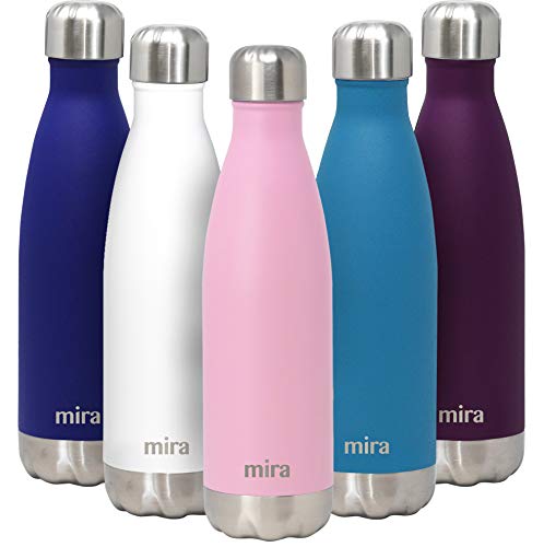 MIRA 17 Oz Stainless Steel Vacuum Insulated Water Bottle - Double Walled Cola Shape Thermos - 24 Hours Cold, 12 Hours Hot - Reusable Metal Water Bottle - Leak-Proof Sports Flask - Rose Pink