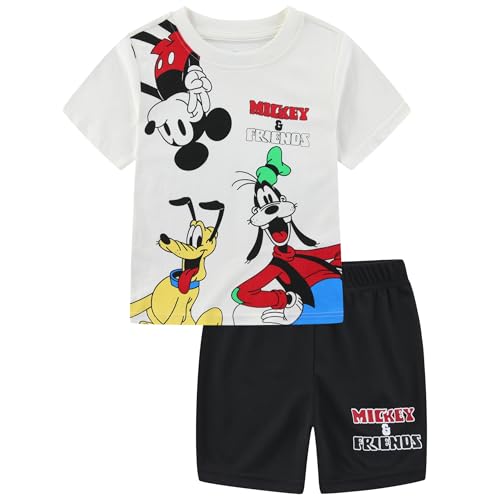 Disney Mickey Mouse Goofy Pluto Boys Short Sleeve T-Shirt and Mesh Short Set for Toddler and Big Kids