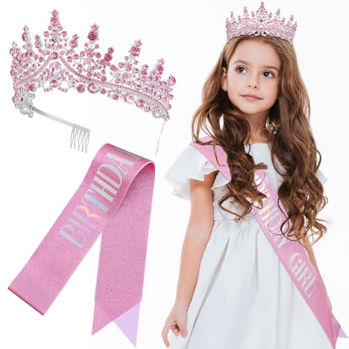 Banda de cumpleaños ajustable y tiara infantil para fotos de fiestas