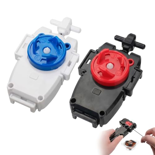 SIVZUMO 2 Piezas Lanzador con Cuerda, Lanzadores de Batalla de Alta Velocidad (Negro y Blanco), Accesorios de Peonzas Compatibles con Serie X, Juguete de Competición para Niños