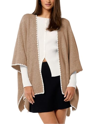 SKIKYAN Women's Large Knitted Elegant Shawls Wrap Toppe Sweater Multicolored Cardigan for All Season