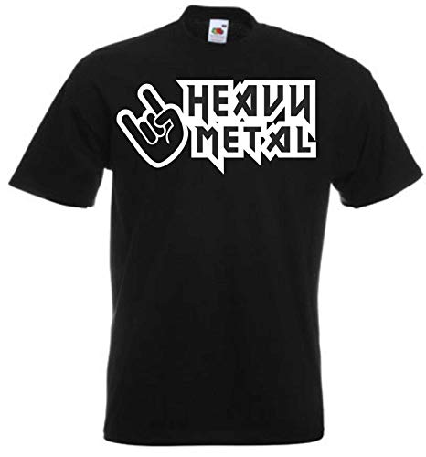 JINTORA Camiseta T-Shirt - Hombre Negro - Talla XL - Heavy Metal Hardcore Trash Guitar Drums - JDM/Die Cut - para Fiesta Carnaval Carnaval Laboral Deportes Cover