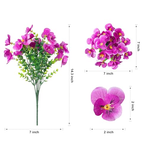 Ivydale EUCALYPTUS PANSY Artificial Pansies Faux Flowers Plants For Outdoor Outside Fall Decor, 12 Bundles Fake Pansy Uv Resistant Realistic Fall Flowers Bouquets thumb #3