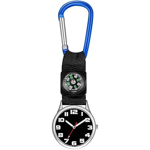 AIYAYOU Pocket Compass,Portable Clip On Compass Backpack Carabiner Compass Nurse Pocket Compass with Pocket Carabiner Clip Sports Hiking Watches, Royal Blue Cover