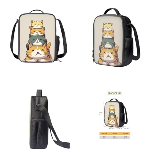 Ystardream Funny Cat Bookbag and Lunch Box Set for Girls School Bag Middle School Junior High University School Bag Bookbag 4pcs Backpack Sets with Lunch Box Pencil Case Water Bottle Sleeve4