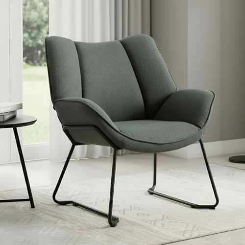 chairus Fauteuil de Relaxation en Lin Chaise Rembourrée pour Salon Chambre Individuel Chaise Longue (Vert)